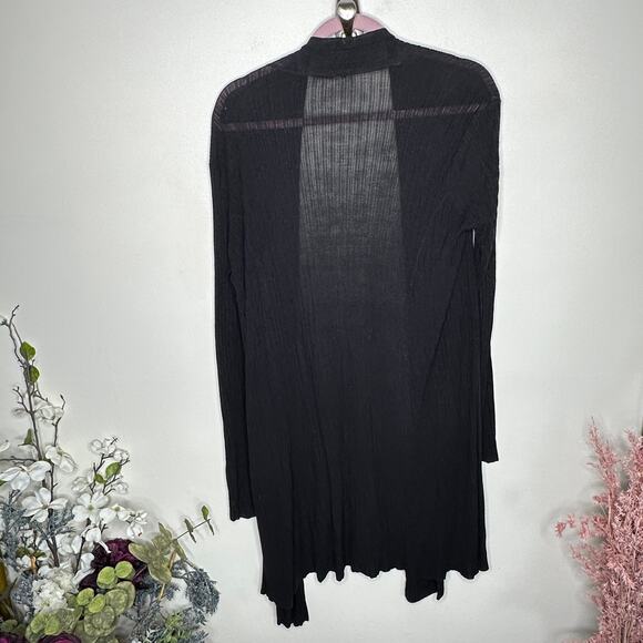 MM LAFLEUR The Graham Sheer Ribbed Kimono Cardigan Sweater Black {Q41} - Picture 6 of 8